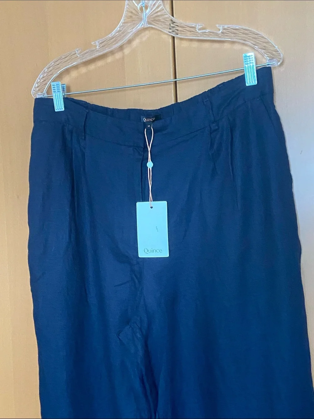 Quince 100% European Linen Pleated Trouser in Deep Navy Size 14